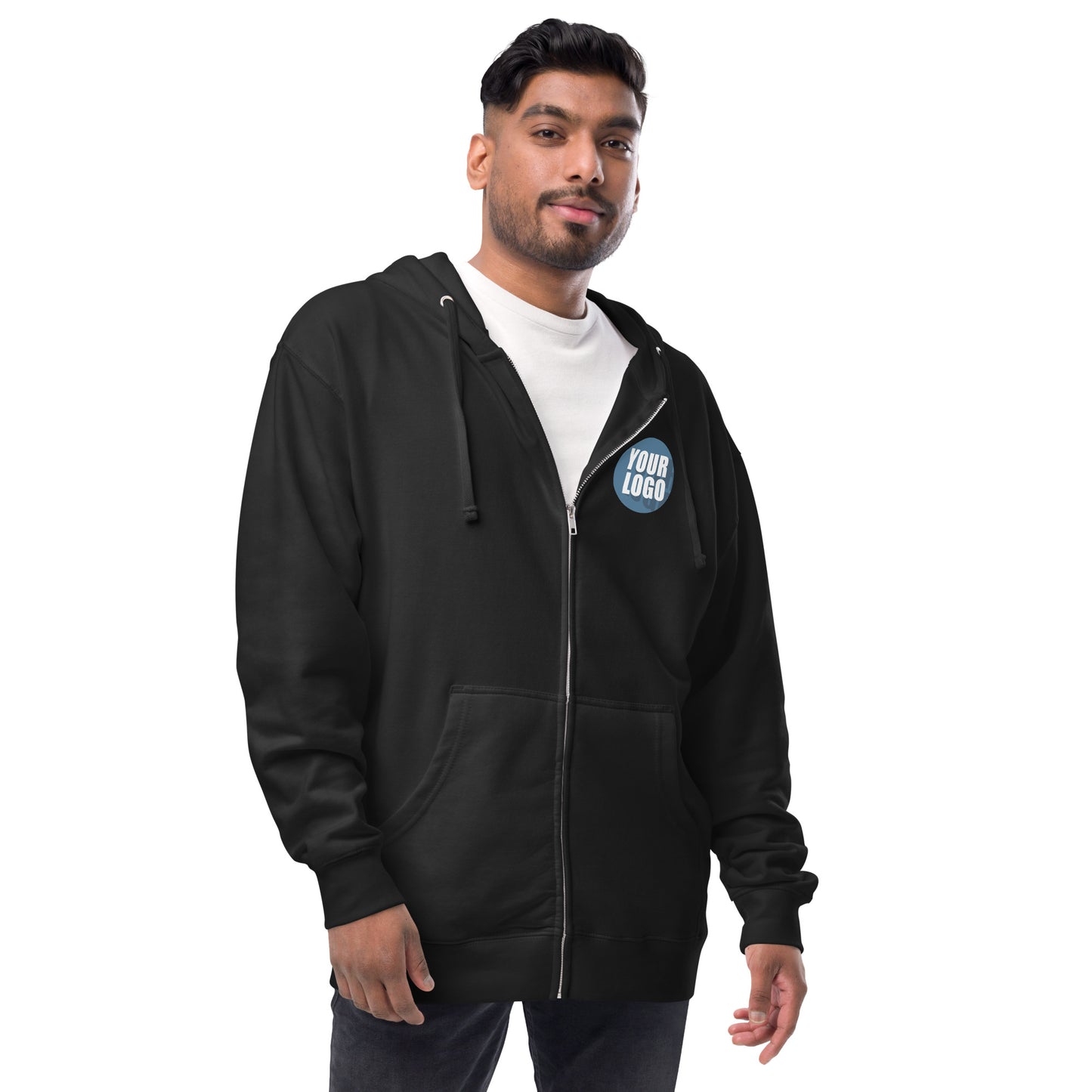Unisex fleece zip up hoodie