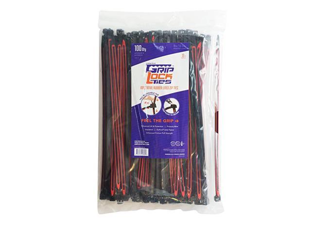 Releasable ReUsable Zip Ties Industrial Grade Extra Grip Rubber Lined Durable 12 Inches Long 100 Red