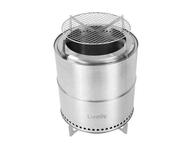 Zell 15'' Portable Smokeless Fire Pit With Stand Stainless Steel Bonfire Stove Outdoor Wood Burning Firepit For Camping With Carrying Case 304 Stainless Steel Barbecue Mesh