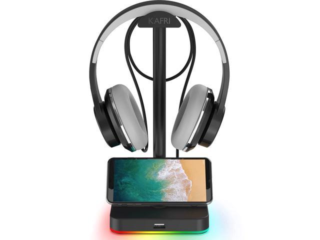 Rgb Headphone Stand With Usb Hub Desk Gaming Headset Holder Hanger Rack With 1 Usb2.0 Extension Charging Port Extender Cord - Suitable For R Desktop Table Earphone Accessories