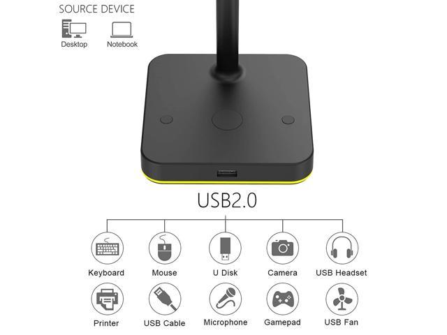 Rgb Headphone Stand With Usb Hub Desk Gaming Headset Holder Hanger Rack With 1 Usb2.0 Extension Charging Port Extender Cord - Suitable For R Desktop Table Earphone Accessories