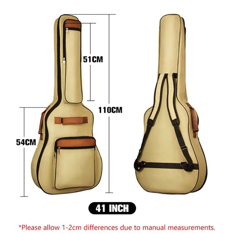40 41 Inch Acoustic Guitar Case Bag 8mm Thicken Cotton Padded Gig Folk Backpack 600D Oxford Double Straps Guitar Cover XA966M