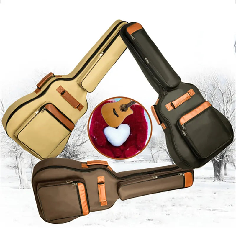 40 41 Inch Acoustic Guitar Case Bag 8mm Thicken Cotton Padded Gig Folk Backpack 600D Oxford Double Straps Guitar Cover XA966M