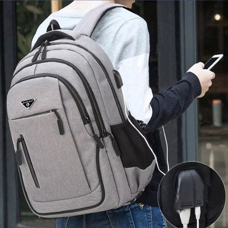 New Large Capacity Backpack Men Laptop Backpacks 15.6 Oxford Black Solid High School Bags Teen College Boy Gril Student Backpack