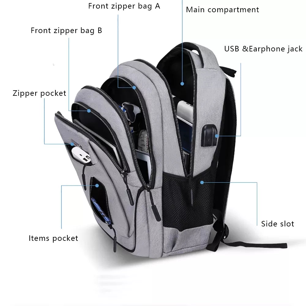 New Large Capacity Backpack Men Laptop Backpacks 15.6 Oxford Black Solid High School Bags Teen College Boy Gril Student Backpack