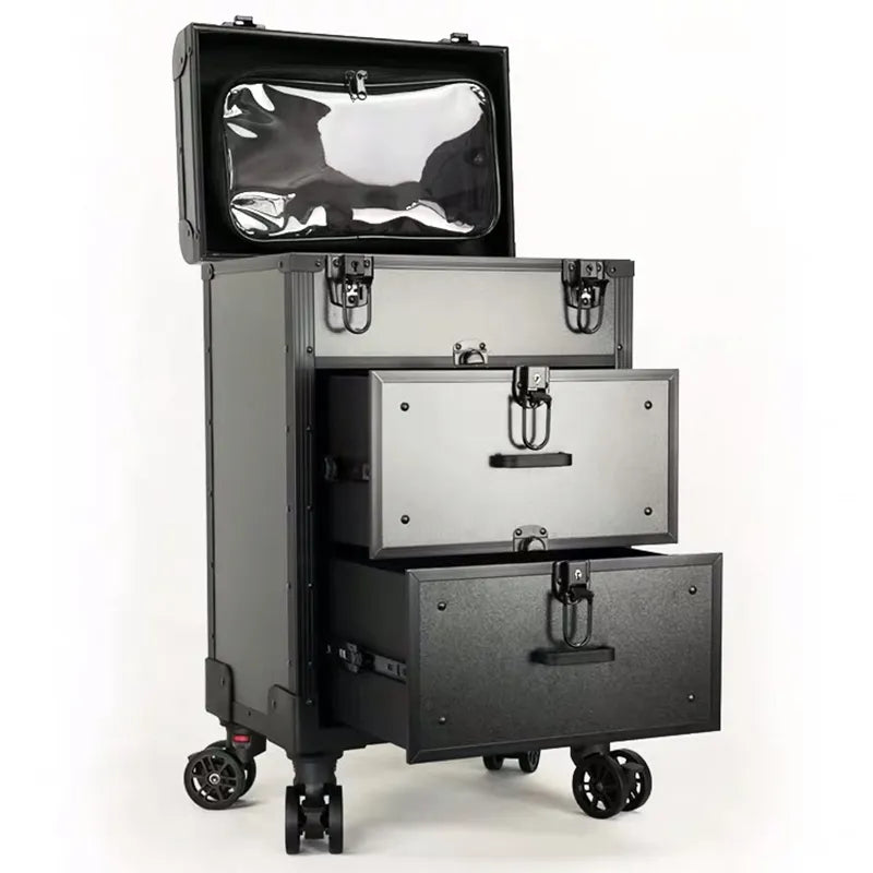 New Professional cosmetic suitcase Nail tattoo Rolling luggage bag makeup case on wheels multi-function Beauty trolley suitcase
