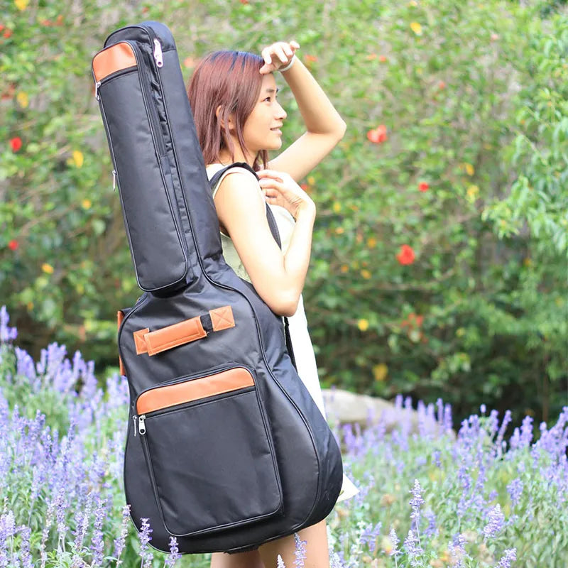 40 41 Inch Acoustic Guitar Case Bag 8mm Thicken Cotton Padded Gig Folk Backpack 600D Oxford Double Straps Guitar Cover XA966M