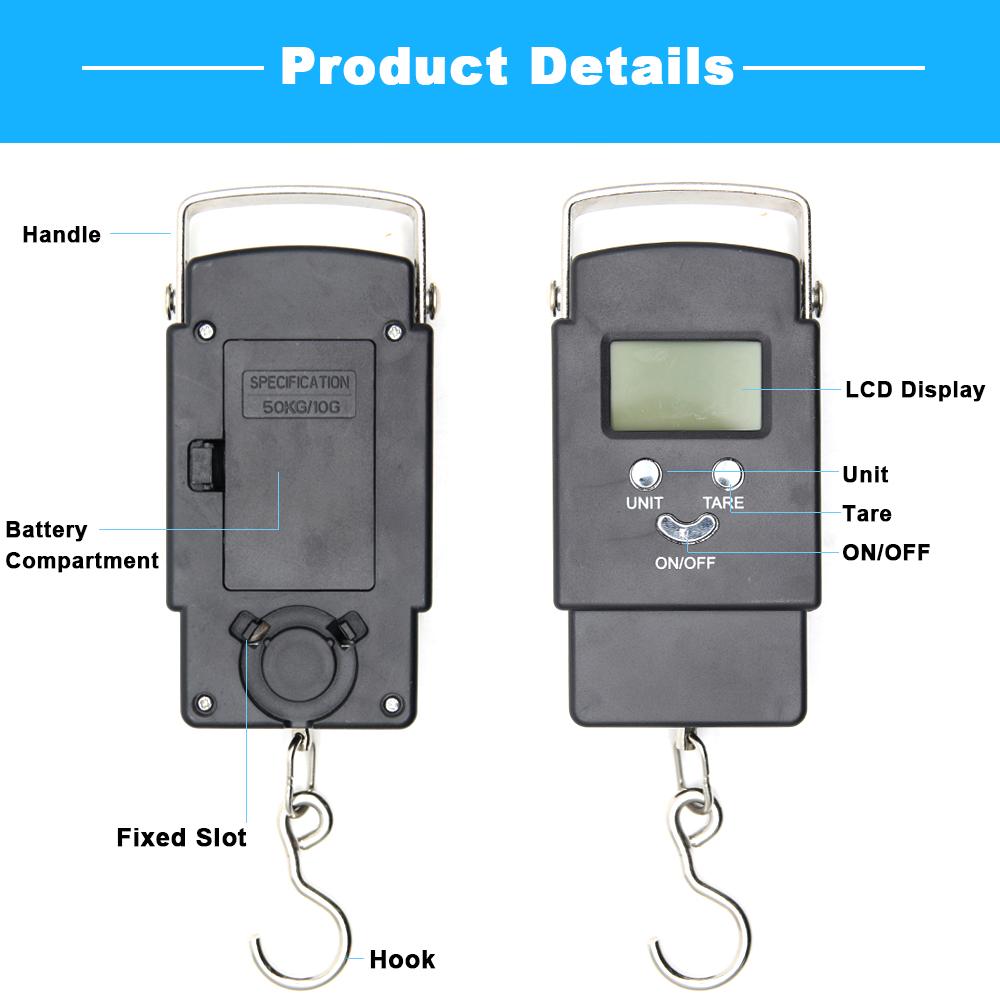 Fishing Weighting Steelyard Portable Electronic Hanging Hook Scale SP
