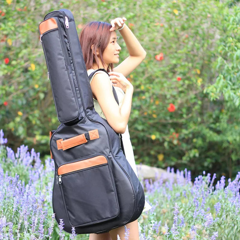 40 41 Inch Acoustic Guitar Case Bag 8mm Thicken Cotton Padded Gig Folk Backpack 600D Oxford Double Straps Guitar Cover XA966M