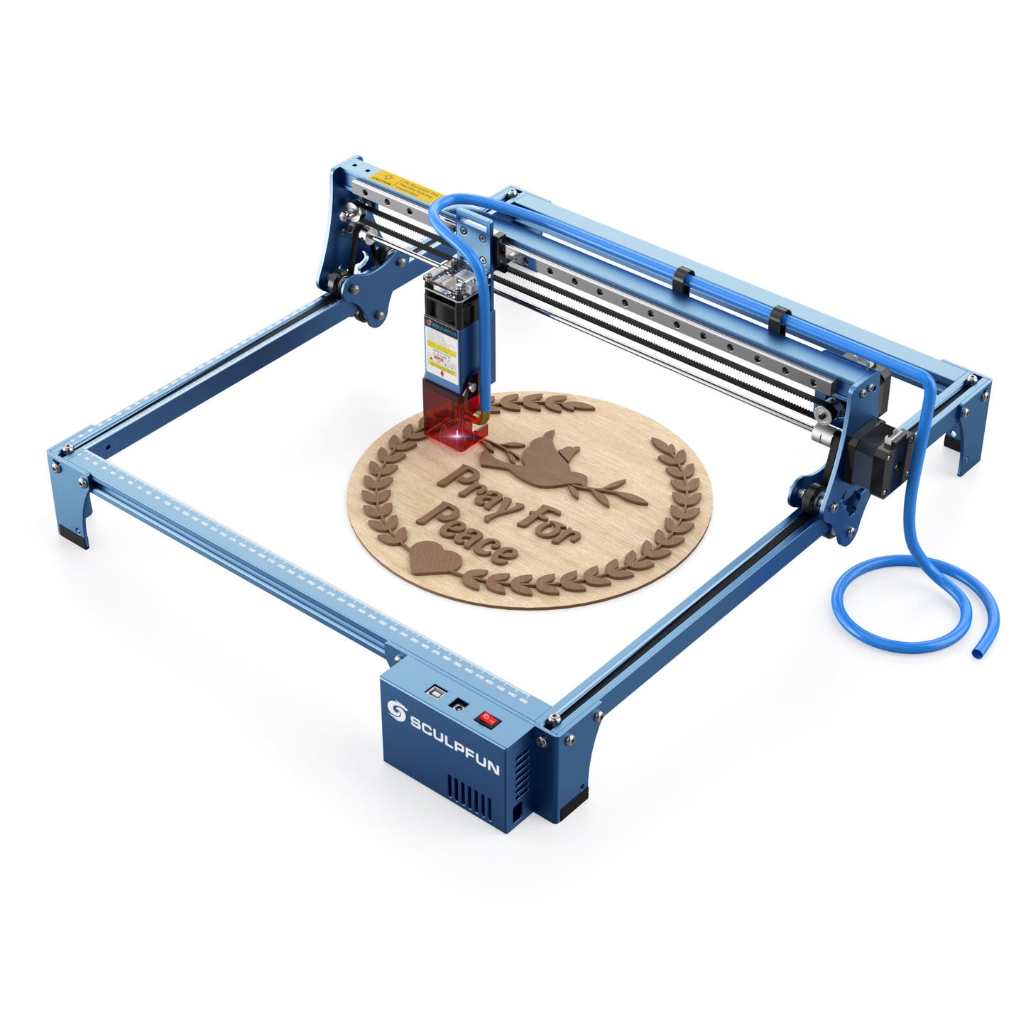 SCULPFUN S10 10W Laser Engraving Machine Laser Engraver Cutter 0.08mm High Precision Air Assist 32Bit Motherboard Upgraded Linear Rail Slide Full-Metal CNC Engraving Area 410*400mm