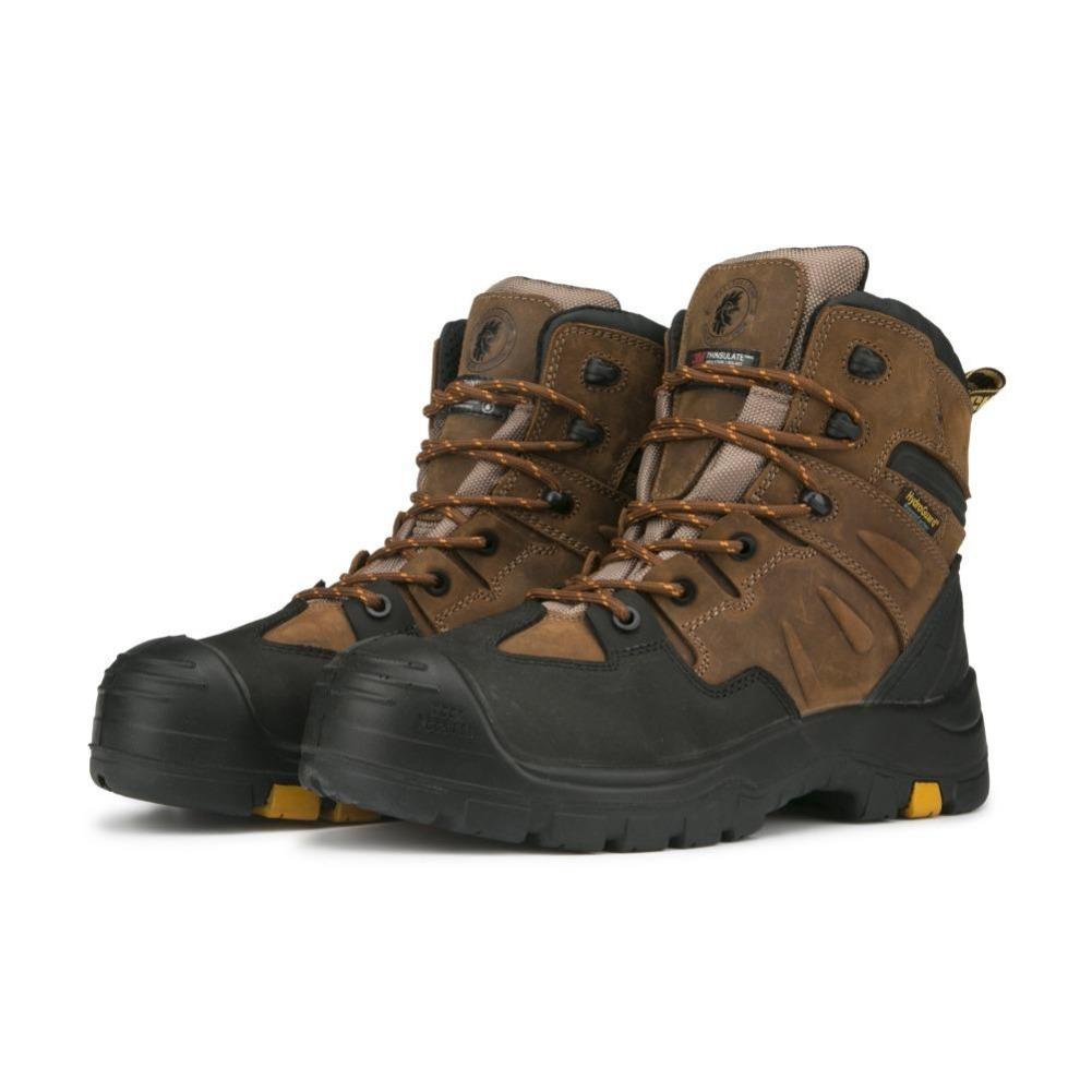 Brown 6 inch Waterproof Safety Toe Leather Work Boots AK669