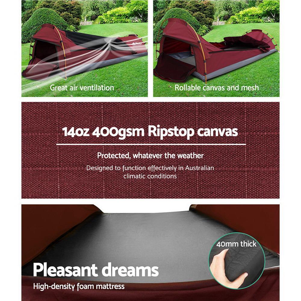 Weisshorn Biker Swag Camping Tent Single Canvas Swags Biking Hiking