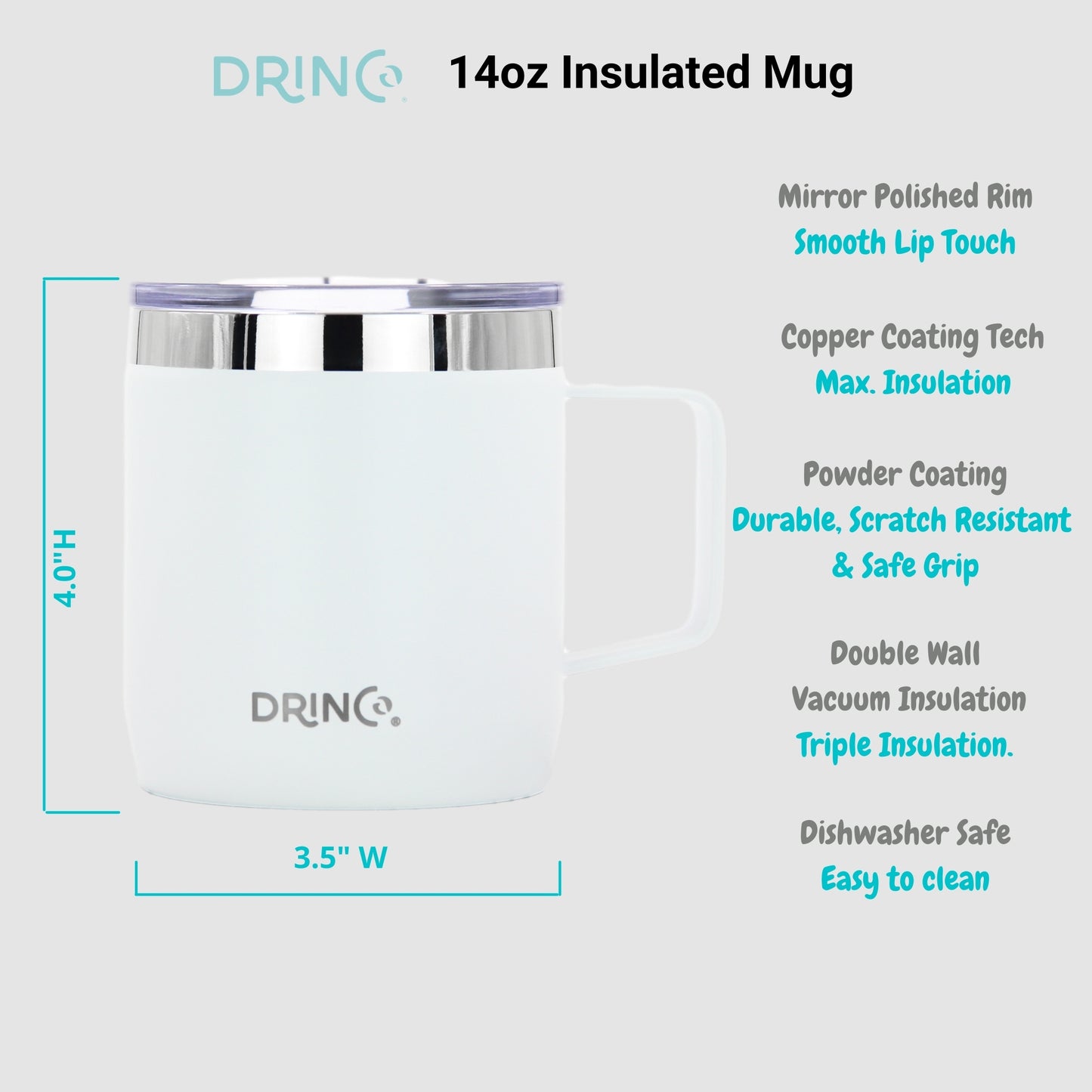 DRINCO® 14 oz Coffee Mug Vacuum Insulated Camping Mug Double Wall
