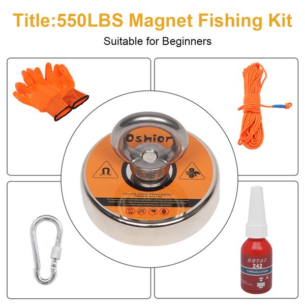 Magnet Fishing Kit with Strong Magnet for Pulling 550 lbs