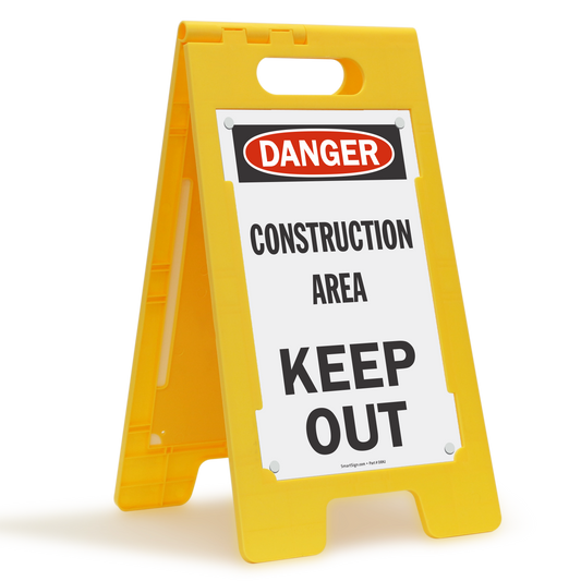 Standing Floor Sign: OSHA Danger - Construction Area, Keep Out