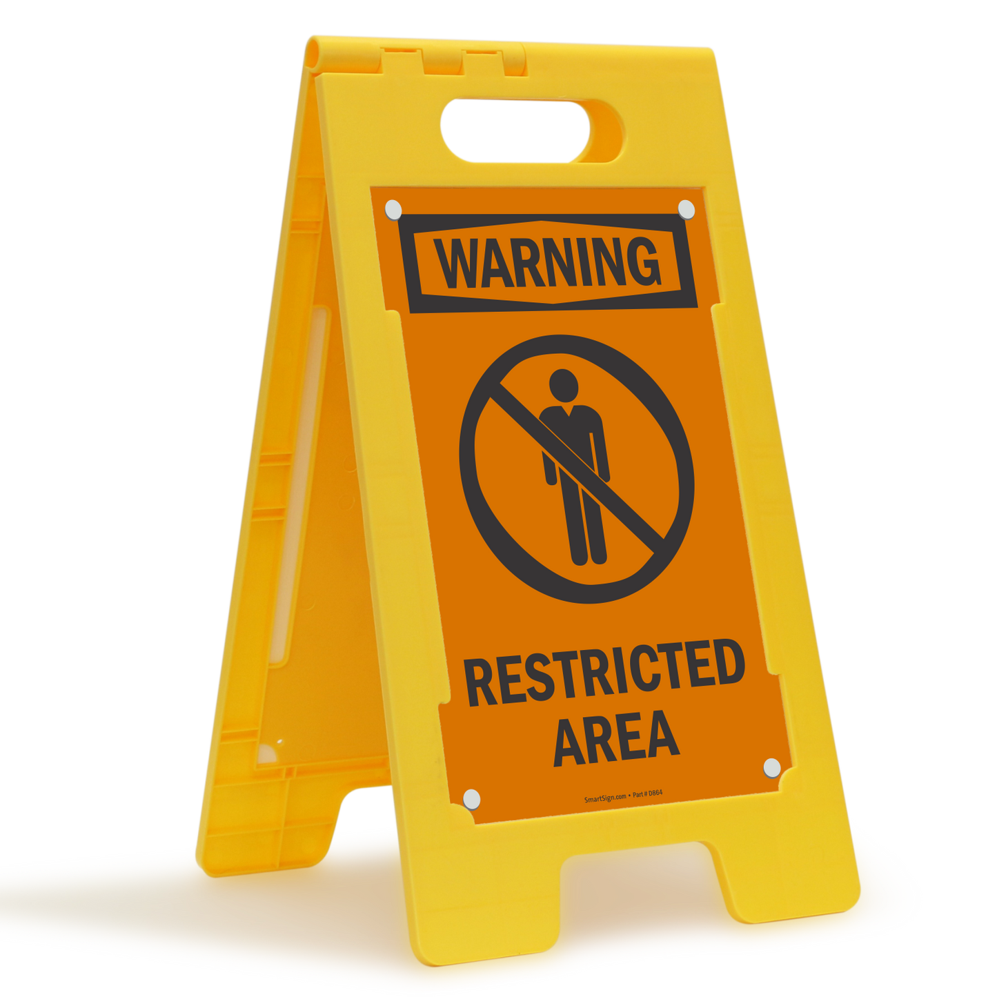 Standing Floor Sign: Warning Restricted Area W/Graphic