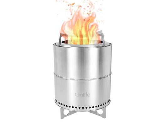 Zell 15'' Portable Smokeless Fire Pit With Stand Stainless Steel Bonfire Stove Outdoor Wood Burning Firepit For Camping With Carrying Case 304 Stainless Steel Barbecue Mesh