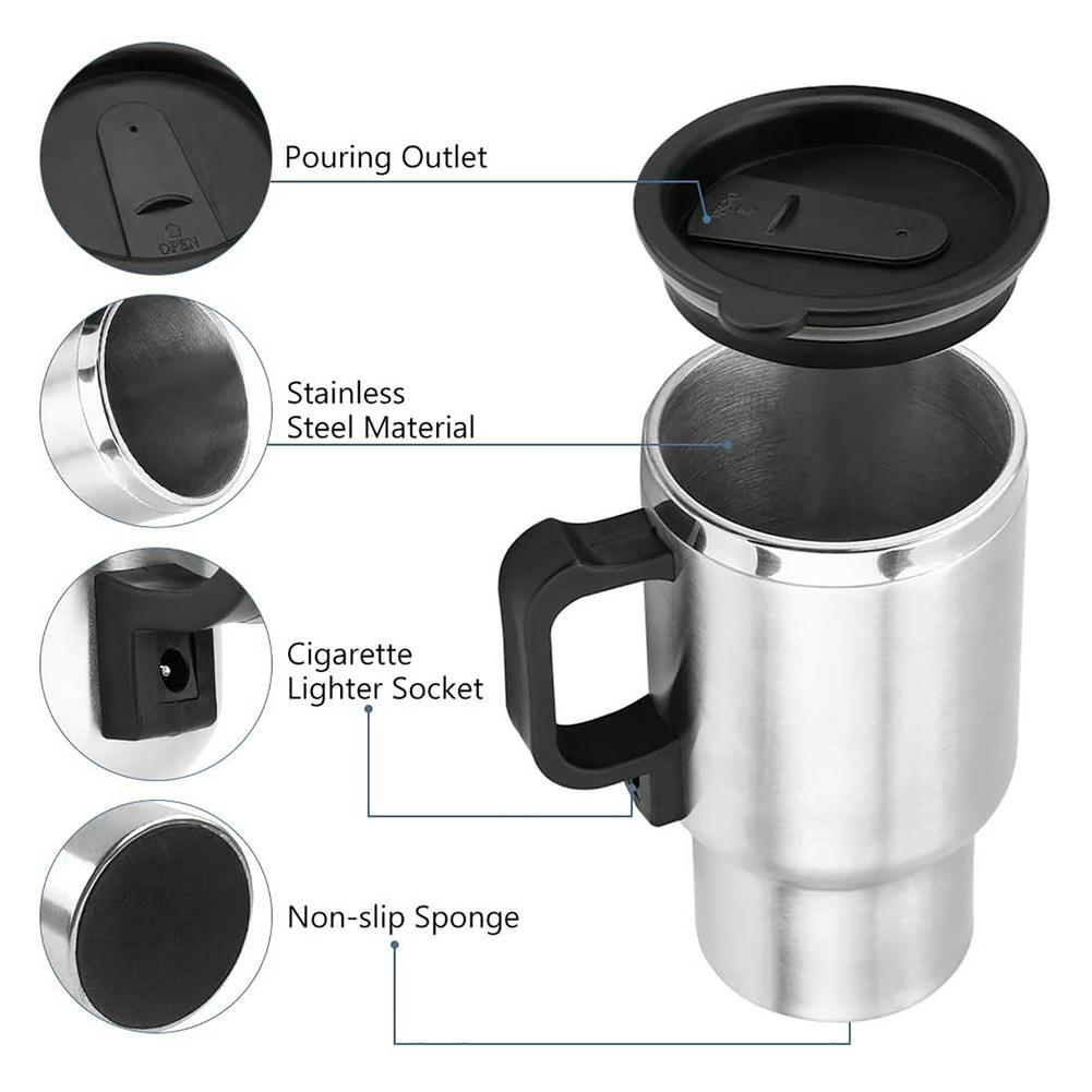 Stainless Steel Vehicle Heating Cup Electric Car Kettle