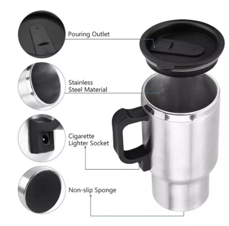 Stainless Steel Vehicle Heating Cup Electric Car Kettle