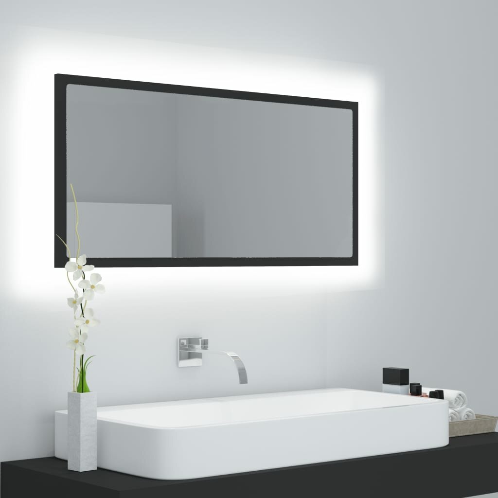 LED Bathroom Mirror Gray 35.4"x3.3"x14.6" Chipboard