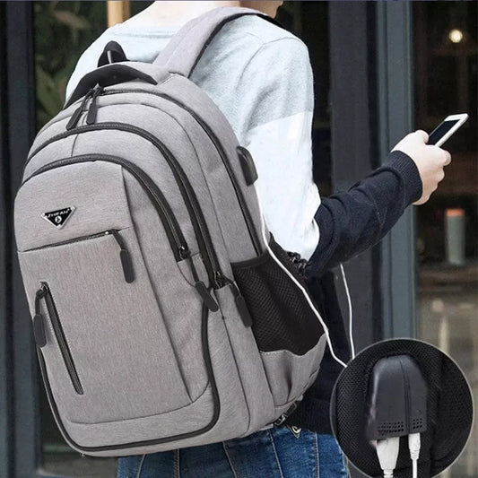 New Large Capacity Backpack Men Laptop Backpacks 15.6 Oxford Black Solid High School Bags Teen College Boy Gril Student Backpack