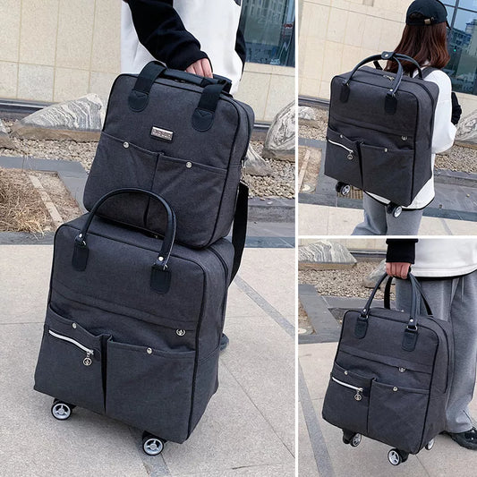 2PCS/SET Wheeled bag Women travel Backpack girl wheels trolley bags large capacity Boarding bag Travel Luggage Suitcase Bag 2022