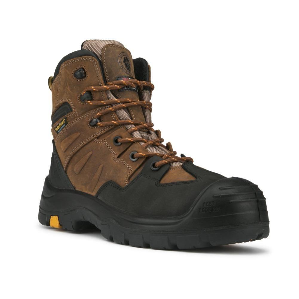 Brown 6 inch Waterproof Safety Toe Leather Work Boots AK669