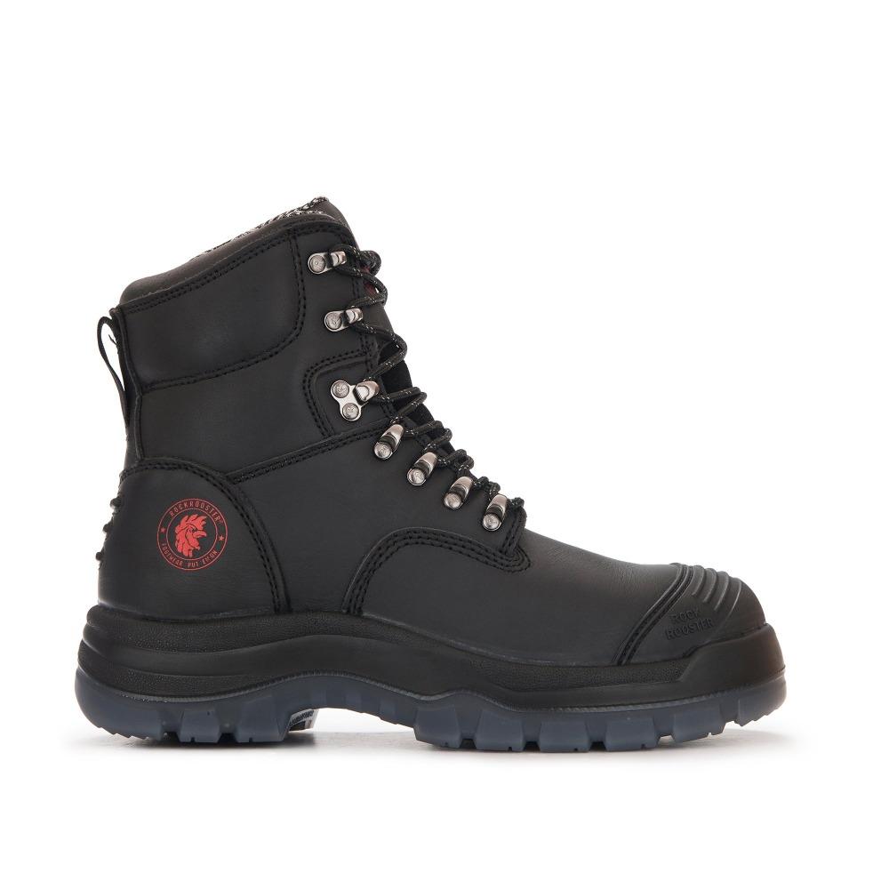 Black 7 inch Zip-sided Steel Toe Leather Work Boots AK245Z