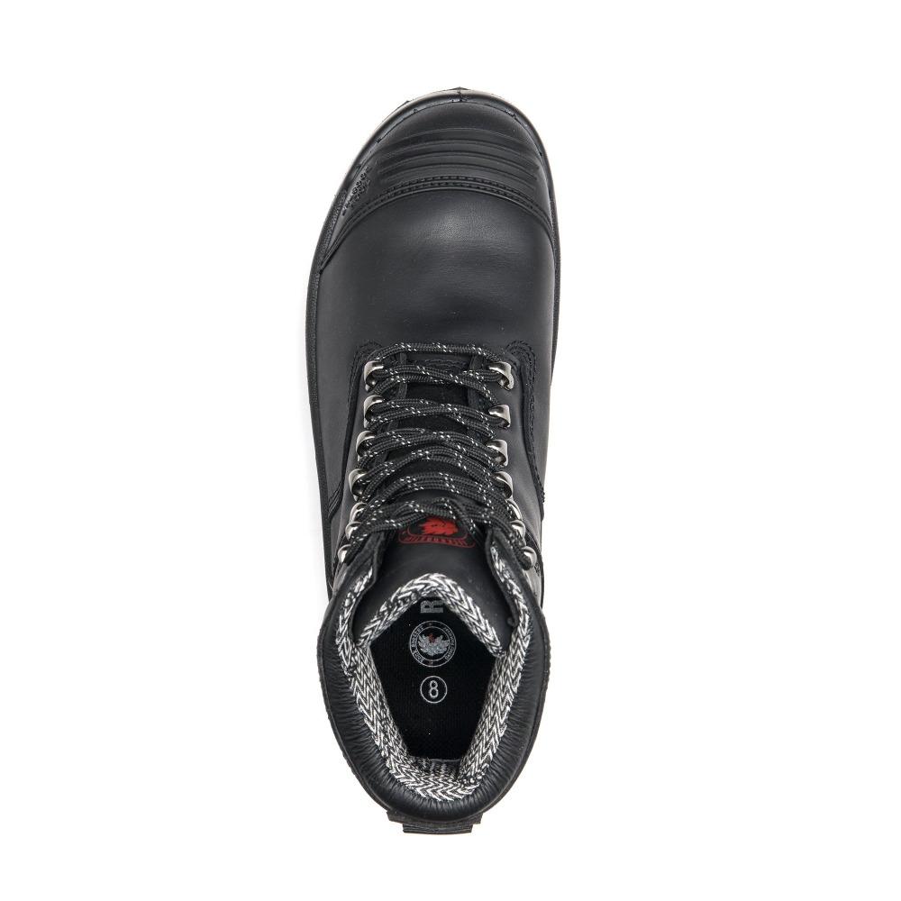 Black 7 inch Zip-sided Steel Toe Leather Work Boots AK245Z