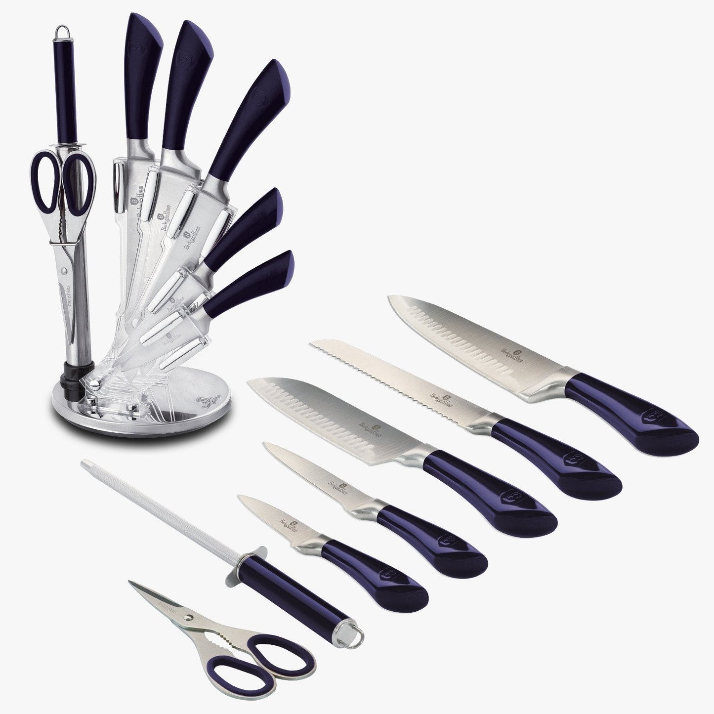 Müller Koch MK-2811-8 PCS Knife Set with Acrylic Block Stand (SILVER)