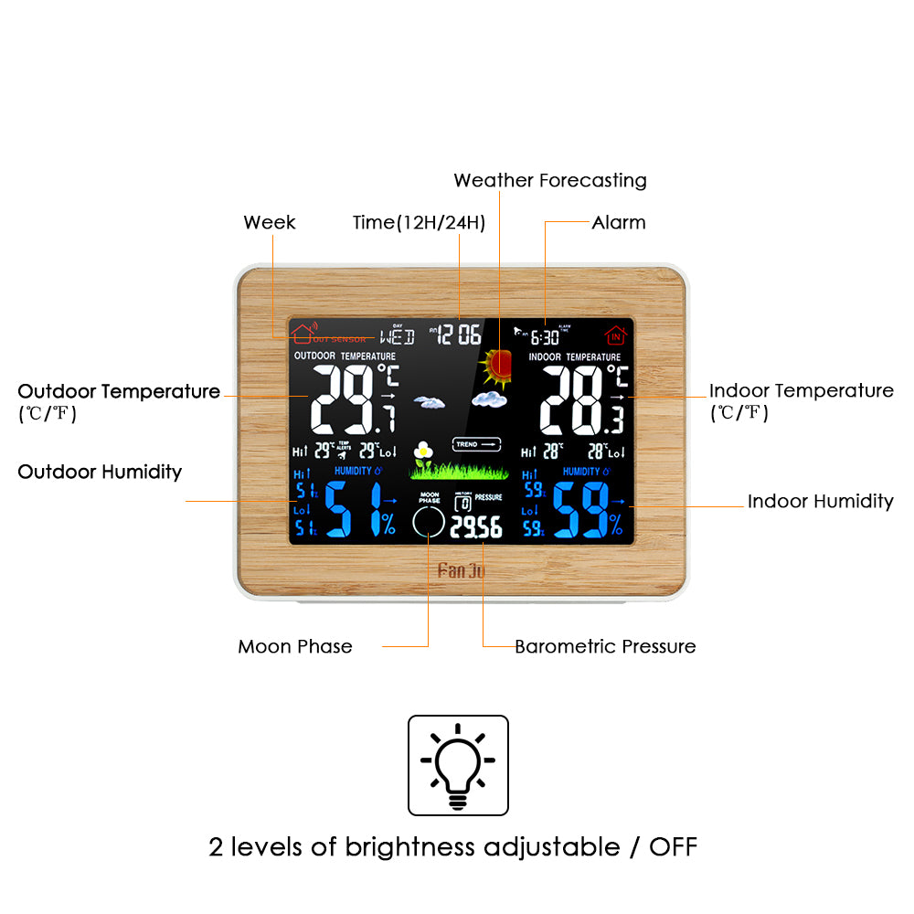 Wireless Color LCD Display Weather Station Alarm