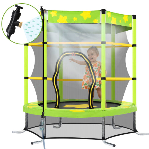 55 Inch Kids Trampoline with Safety Enclosure Net Outdoor Trampoline