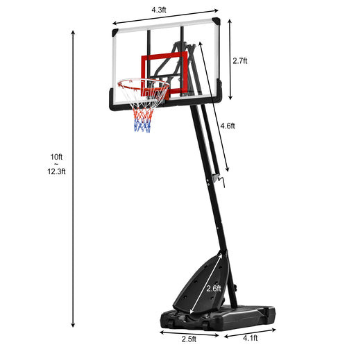 Basketball Hoop Basketball System 7.5ft-10ft Height Adjustable