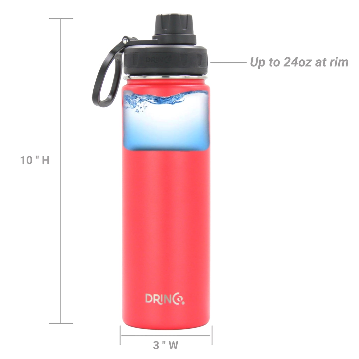 DRINCO® 22oz Stainless Steel Sport Water Bottle - Barn Red