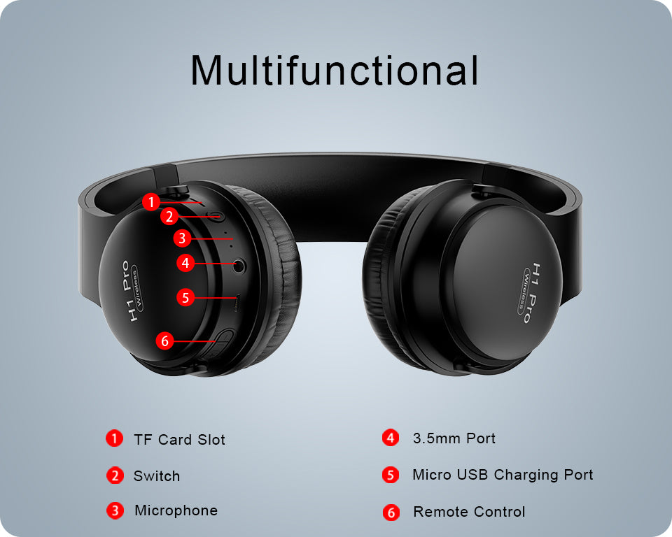 Noise Canceling Stereo Foldable Bluetooth V5.0 Wireless Headphones