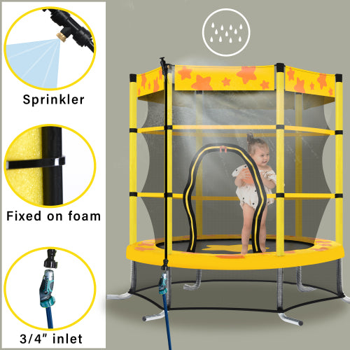 55 Inch Kids Trampoline with Safety Enclosure Net Outdoor Trampoline