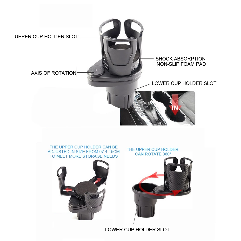 Multifunctional Adjustable Car Cup Holder Expander Adapter Base